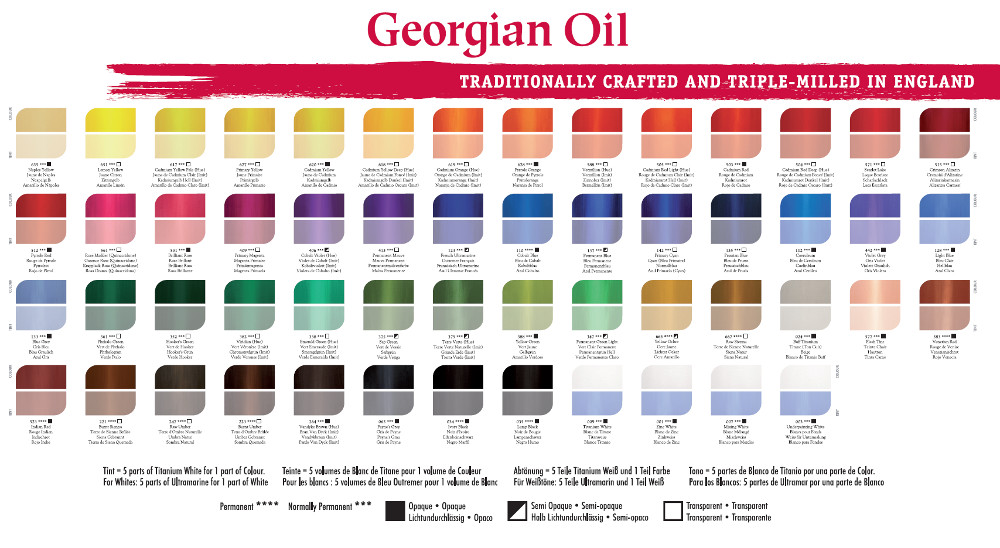 georgian oil paint colour chart