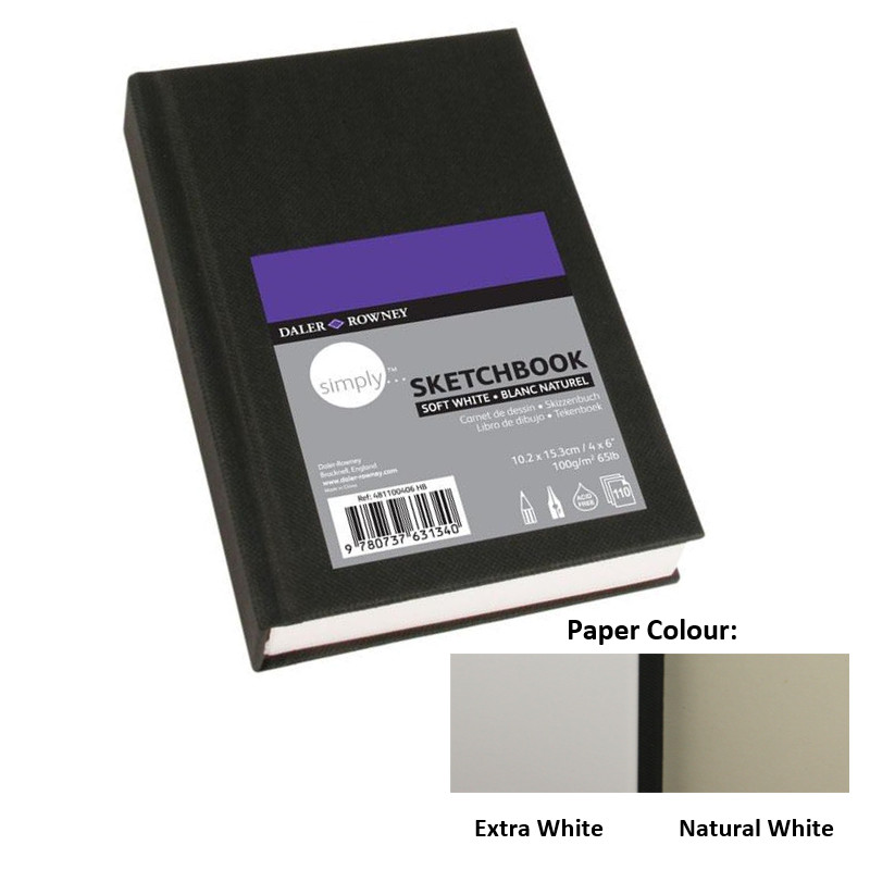 Daler-Rowney Simply Hardbound Sketchbook, Black Cover, Sketch Paper, 4 x  6, 110 Sheets